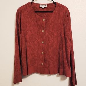 CIELO | Floral Textured Cardigan Blouse Academia XL